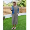 Ekouaer Women’s Nightgown Short Sleeve Sleepshirt Long Loungewear Casual Maxi Lounge Dress House Dresses with Pockets(Dark Grey)