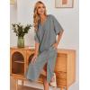 Ekouaer Women’s Nightgown Short Sleeve Sleepshirt Long Loungewear Casual Maxi Lounge Dress House Dresses with Pockets(Dark Grey)