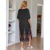 Ekouaer Women’s Nightgown Short Sleeve Sleepshirt Long Loungewear Casual Maxi Lounge Dress House Dresses with Pockets(Floral Black)