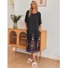 Ekouaer Women’s Nightgown Short Sleeve Sleepshirt Long Loungewear Casual Maxi Lounge Dress House Dresses with Pockets(Floral Black)