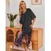 Ekouaer Women’s Nightgown Short Sleeve Sleepshirt Long Loungewear Casual Maxi Lounge Dress House Dresses with Pockets(Floral Black)