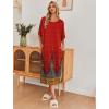 Ekouaer Women’s Nightgown Short Sleeve Sleepshirt Long Loungewear Casual Maxi Lounge Dress House Dresses with Pockets(Floral Red)