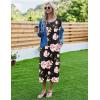 Ekouaer Women’s Nightgown Short Sleeve Sleepshirt Long Loungewear Casual Maxi Lounge Dress House Dresses with Pockets(Flower Black)