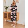 Ekouaer Women’s Nightgown Short Sleeve Sleepshirt Long Loungewear Casual Maxi Lounge Dress House Dresses with Pockets(Flower Black)