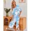 Ekouaer Women’s Nightgown Short Sleeve Sleepshirt Long Loungewear Casual Maxi Lounge Dress House Dresses with Pockets(Flower Blue)