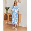 Ekouaer Women’s Nightgown Short Sleeve Sleepshirt Long Loungewear Casual Maxi Lounge Dress House Dresses with Pockets(Flower Blue)