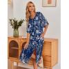 Ekouaer Women’s Nightgown Short Sleeve Sleepshirt Long Loungewear Casual Maxi Lounge Dress House Dresses with Pockets(Flower Navy)