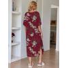 Ekouaer Women’s Nightgown Short Sleeve Sleepshirt Long Loungewear Casual Maxi Lounge Dress House Dresses with Pockets(Flower Wine Red)