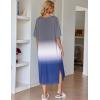 Ekouaer Women’s Nightgown Short Sleeve Sleepshirt Long Loungewear Casual Maxi Lounge Dress House Dresses with Pockets(Gradients Grey)