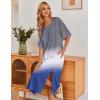 Ekouaer Women’s Nightgown Short Sleeve Sleepshirt Long Loungewear Casual Maxi Lounge Dress House Dresses with Pockets(Gradients Grey)