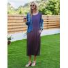 Ekouaer Women’s Nightgown Short Sleeve Sleepshirt Long Loungewear Casual Maxi Lounge Dress House Dresses with Pockets(Gradients Purple)