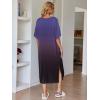 Ekouaer Women’s Nightgown Short Sleeve Sleepshirt Long Loungewear Casual Maxi Lounge Dress House Dresses with Pockets(Gradients Purple)