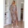 Ekouaer Women’s Nightgown Short Sleeve Sleepshirt Long Loungewear Casual Maxi Lounge Dress House Dresses with Pockets(Leopard)