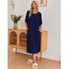 Ekouaer Women’s Nightgown Short Sleeve Sleepshirt Long Loungewear Casual Maxi Lounge Dress House Dresses with Pockets(Navy Blue)