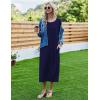Ekouaer Women’s Nightgown Short Sleeve Sleepshirt Long Loungewear Casual Maxi Lounge Dress House Dresses with Pockets(Navy Blue)