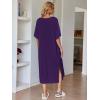 Ekouaer Women’s Nightgown Short Sleeve Sleepshirt Long Loungewear Casual Maxi Lounge Dress House Dresses with Pockets(Purple)