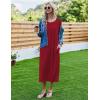 Ekouaer Women’s Nightgown Short Sleeve Sleepshirt Long Loungewear Casual Maxi Lounge Dress House Dresses with Pockets(Wine Red)