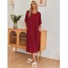 Ekouaer Women’s Nightgown Short Sleeve Sleepshirt Long Loungewear Casual Maxi Lounge Dress House Dresses with Pockets(Wine Red)