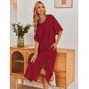 Ekouaer Women’s Nightgown Short Sleeve Sleepshirt Long Loungewear Casual Maxi Lounge Dress House Dresses with Pockets(Wine Red)