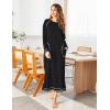 Ekouaer Women’s Nightshirt Long Sleeve Nightgown Round Neck Sleepwear Full Length Pajama Dress with Pockets Loungewear S-XXL(A-black)