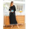Ekouaer Women’s Nightshirt Long Sleeve Nightgown Round Neck Sleepwear Full Length Pajama Dress with Pockets Loungewear S-XXL(A-black)