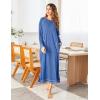 Ekouaer Women’s Nightshirt Long Sleeve Nightgown Round Neck Sleepwear Full Length Pajama Dress with Pockets Loungewear S-XXL(A-blue)