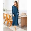 Ekouaer Women’s Nightshirt Long Sleeve Nightgown Round Neck Sleepwear Full Length Pajama Dress with Pockets Loungewear S-XXL(A-dark Blue)