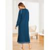 Ekouaer Women’s Nightshirt Long Sleeve Nightgown Round Neck Sleepwear Full Length Pajama Dress with Pockets Loungewear S-XXL(A-dark Blue)