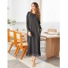 Ekouaer Women’s Nightshirt Long Sleeve Nightgown Round Neck Sleepwear Full Length Pajama Dress with Pockets Loungewear S-XXL(A-dark Grey)