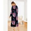 Ekouaer Women’s Nightshirt Long Sleeve Nightgown Round Neck Sleepwear Full Length Pajama Dress with Pockets Loungewear S-XXL(A_floral Black)