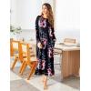 Ekouaer Women’s Nightshirt Long Sleeve Nightgown Round Neck Sleepwear Full Length Pajama Dress with Pockets Loungewear S-XXL(A_floral Black)