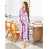 Ekouaer Women’s Nightshirt Long Sleeve Nightgown Round Neck Sleepwear Full Length Pajama Dress with Pockets Loungewear S-XXL(A_floral Lilac)