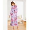 Ekouaer Women’s Nightshirt Long Sleeve Nightgown Round Neck Sleepwear Full Length Pajama Dress with Pockets Loungewear S-XXL(A_floral Lilac)