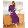 Ekouaer Women’s Nightshirt Long Sleeve Nightgown Round Neck Sleepwear Full Length Pajama Dress with Pockets Loungewear S-XXL(A-fuchsia)