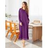 Ekouaer Women’s Nightshirt Long Sleeve Nightgown Round Neck Sleepwear Full Length Pajama Dress with Pockets Loungewear S-XXL(A-fuchsia)