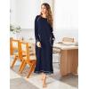 Ekouaer Women’s Nightshirt Long Sleeve Nightgown Round Neck Sleepwear Full Length Pajama Dress with Pockets Loungewear S-XXL(A-navy Blue)