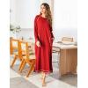 Ekouaer Women’s Nightshirt Long Sleeve Nightgown Round Neck Sleepwear Full Length Pajama Dress with Pockets Loungewear S-XXL(A-red)