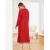 Ekouaer Women’s Nightshirt Long Sleeve Nightgown Round Neck Sleepwear Full Length Pajama Dress with Pockets Loungewear S-XXL(A-red)