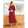 Ekouaer Women’s Nightshirt Long Sleeve Nightgown Round Neck Sleepwear Full Length Pajama Dress with Pockets Loungewear S-XXL(A-wine Red)