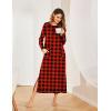 Ekouaer Women’s Nightshirt Long Sleeve Nightgown Round Neck Sleepwear Full Length Pajama Dress with Pockets Loungewear S-XXL(Christmas Plaid)