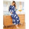 Ekouaer Women’s Nightshirt Long Sleeve Nightgown Round Neck Sleepwear Full Length Pajama Dress with Pockets Loungewear S-XXL(Pat5)