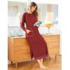 Ekouaer Women’s Nightshirt Long Sleeve Nightgown Round Neck Sleepwear Full Length Pajama Dress with Pockets Loungewear S-XXL(Wine Red2)