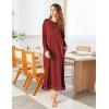 Ekouaer Women’s Nightshirt Long Sleeve Nightgown Round Neck Sleepwear Full Length Pajama Dress with Pockets Loungewear S-XXL(Wine Red2)