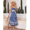 Ekouaer Womens Sleeveless Nightgown Full Slip Nightshirt Print Nightwear Full Length Loungewear Soft Nightdress(Blue Bohemian Flowers)