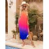 Ekouaer Womens Sleeveless Nightgown Full Slip Nightshirt Print Nightwear Full Length Loungewear Soft Nightdress(Orange Blue Gradient)