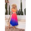Ekouaer Womens Sleeveless Nightgown Full Slip Nightshirt Print Nightwear Full Length Loungewear Soft Nightdress(Orange Blue Gradient)