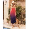 Ekouaer Womens Sleeveless Nightgown Full Slip Nightshirt Print Nightwear Full Length Loungewear Soft Nightdress(Orange Gradient)