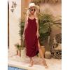 Ekouaer Womens Sleeveless Nightgown Full Slip Nightshirt Print Nightwear Full Length Loungewear Soft Nightdress(Wine Red)