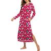 Ekouaer Women’s Nightshirt Long Sleeve Nightgown Round Neck Sleepwear Full Length Pajama Dress with Pockets Loungewear S-XXL(Christmas Penguin)