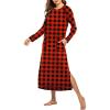 Ekouaer Women’s Nightshirt Long Sleeve Nightgown Round Neck Sleepwear Full Length Pajama Dress with Pockets Loungewear S-XXL(Christmas Plaid)